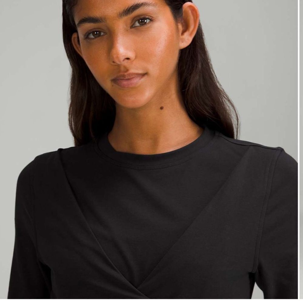 Lululemon Cotton‎ Wrap-Front T-Shirt Dress Black Size 4 Nwt - Picture 4 of 7